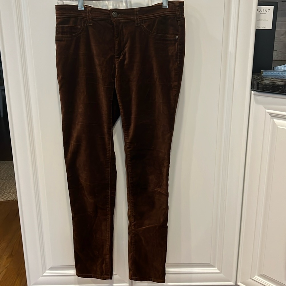 Pilcro-Anthropologie private label-brown velvet serif fit skinny jeans -size 29